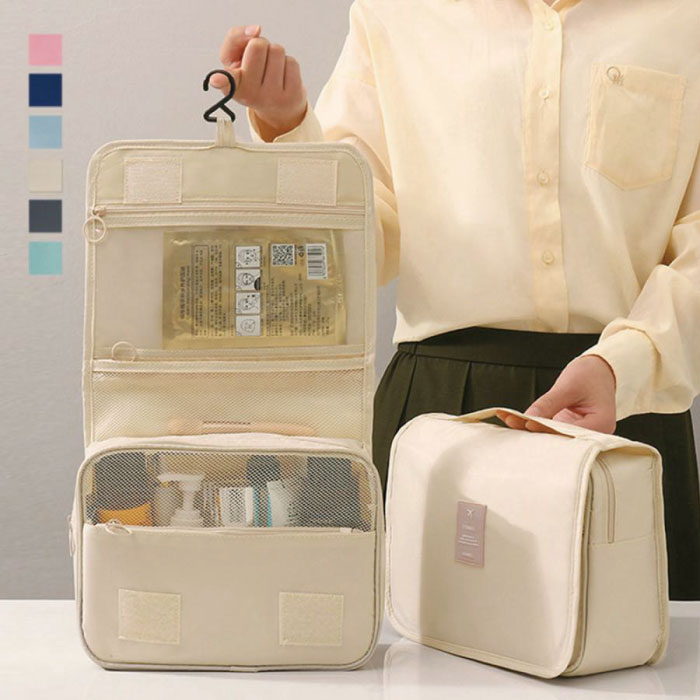 メイクポーチ 大容量 持ち歩き用 縦型 吊り下げ 旅行 レジャー