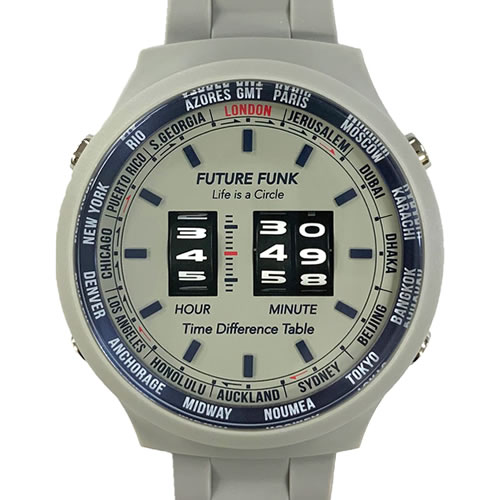 FUTURE FUNK (フューチャー ファンク)FF105-LG ポリウレタンベルト クオーツ腕時計（ライトグレー）