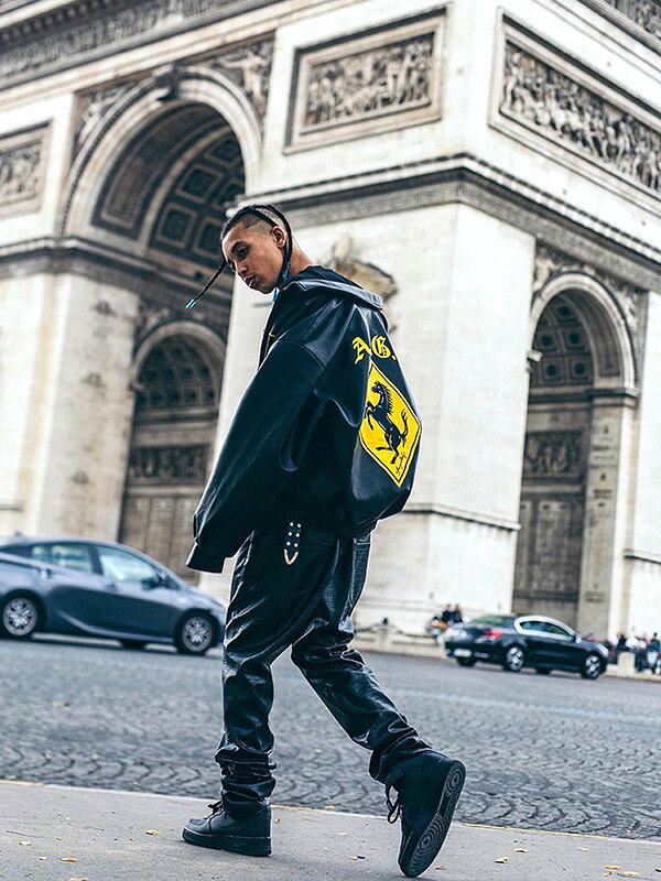 AFGK スタジャン A FEW GOOD KIDS メンズ レディース ブランド 大きいサイズ アフューグッドキッズ アウター PUレザー RACING LEATHER JACKET レーシング レザージャケット ビッグシルエット ワッペン ストリート スポーツ ダンス インスタ OUT-AFGK-4