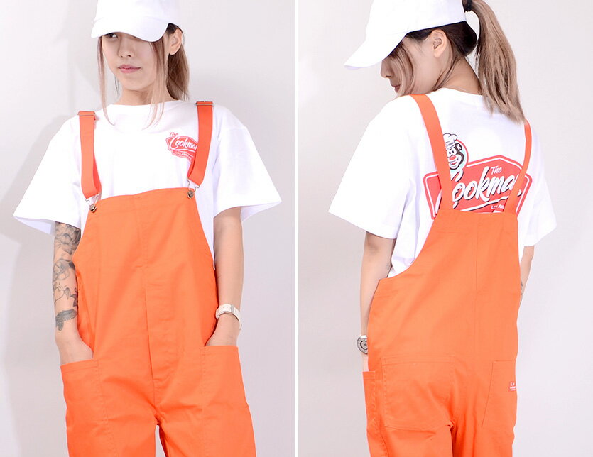 COOKMAN クックマン オーバーオール メンズ レディース ユニセックス 男女兼用 大きいサイズ おしゃれ かわいい ゆったり Fisherman's Bib Overall フィッシャーマンズ オーバーオール オレンジ コックマン ロールアップ 231-01872