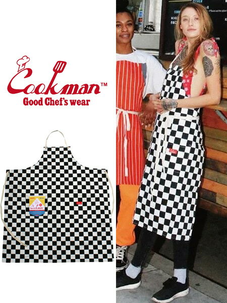 樂天商城 - 【ネコポス送料無料】COOKMAN クックマン エプロン レディース メンズ ユニセックス 男女兼用 おしゃれ かわいい Long Apron Checker ロングエプロン チェッカー 前掛け DIY 日曜大工 キッチン 料理 バーベキュー 黒 233-91903