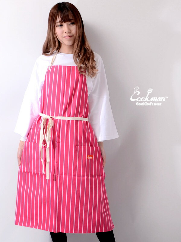 【ネコポス送料無料】COOKMAN クックマン エプロン おしゃれ かわいい ブランド ロング レディース メンズ ユニセックス Long Apron Stripe ストライプ 前掛け DIY 日曜大工 料理 バーベキュー カフェ ショップエプロン 233-91908