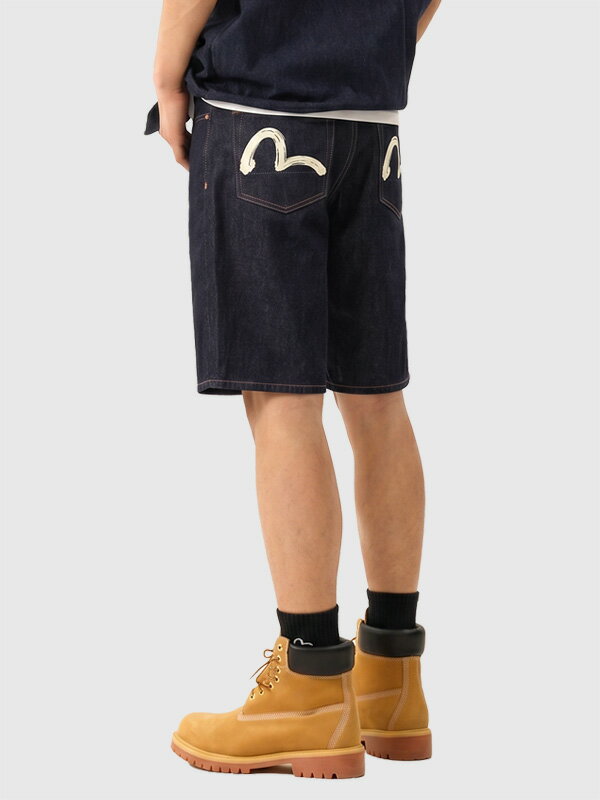 EVISU エヴィス ジーンズ デニムショーツ カモメ プリント ボタンフライ ハーフパンツ ショートパンツ SEAGULL PRINTED POCKET DENIM SHORTS 2ESHTM6DS1058
