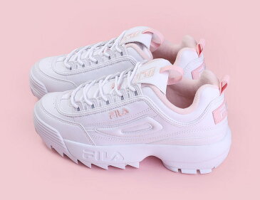 FILA フィラ スニーカー レディース メンズ ユニセックス 厚底 ダッドシューズ ダッドスニーカー DISRUPTOR 2 ディスラプター2 国内店舗限定 白 ホワイト ピンク 厚底スニーカー ハイカット 靴 通学 通勤 FS1HTA1074X F0215-0516