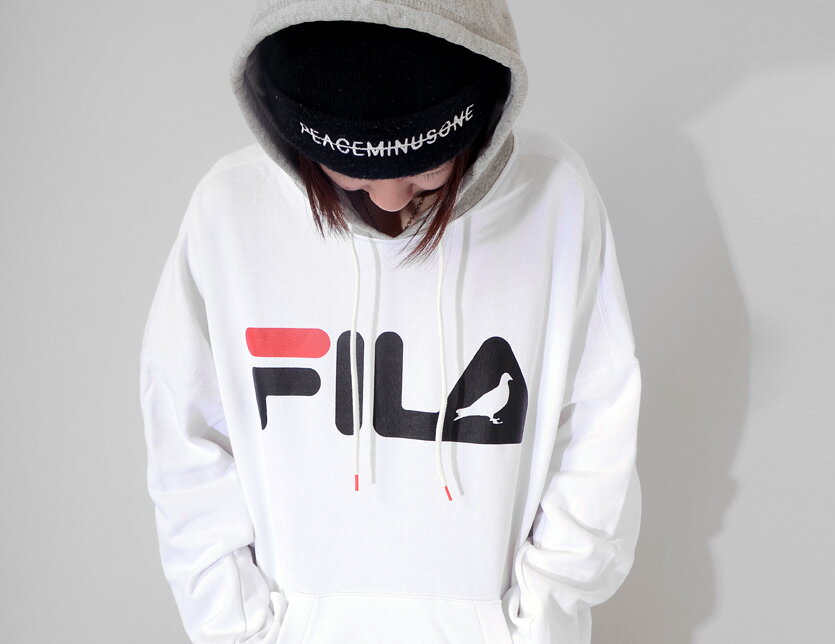 FILA HERITAGE フィラ ヘリテージ パーカー メンズ レディース カップル ユニセックス 大きいサイズ ビッグシルエット ブランド STAPLE ステープル コラボ コラボレーション ロゴ 鳩 PIGEON プルパーカー スウェット 裏毛 FM9880