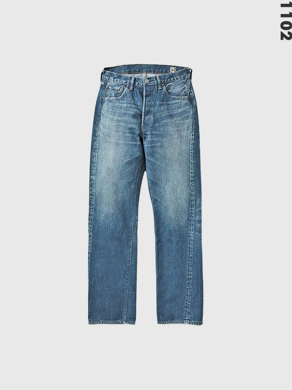FULLCOUNT 1102 デニム ジーンズ 綿 100% 13.7oz ジンバブエ コットン レギュラーストレート 1101ベース 紙パッチ 加工 1102-Fade Straight Denim Fade