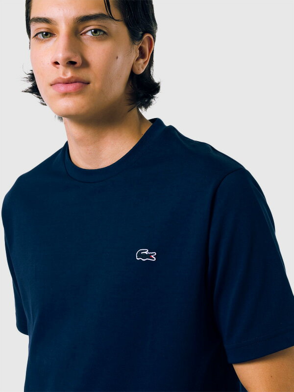 LACOSTE ラコステ Tシャツ アウトライン クロック メンズ レディ―ス ユニセックス シンプル おしゃれ かわいい かっこいい ワンポイント ワニ クロコダイル ロゴ クラシックフィットシルエット アウトライン クロック クルーネック Tシャツ TH5582-99