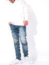 mnml ミニマル デニム デニムパンツ メンズ レディース スリム ストレッチ ユニセックス M12 STRETCH DENIM スキニーパンツ 裾ジップ ストリート スポーツ カジュアル ダンス 17ML-AW112D M2017-D112-BLU