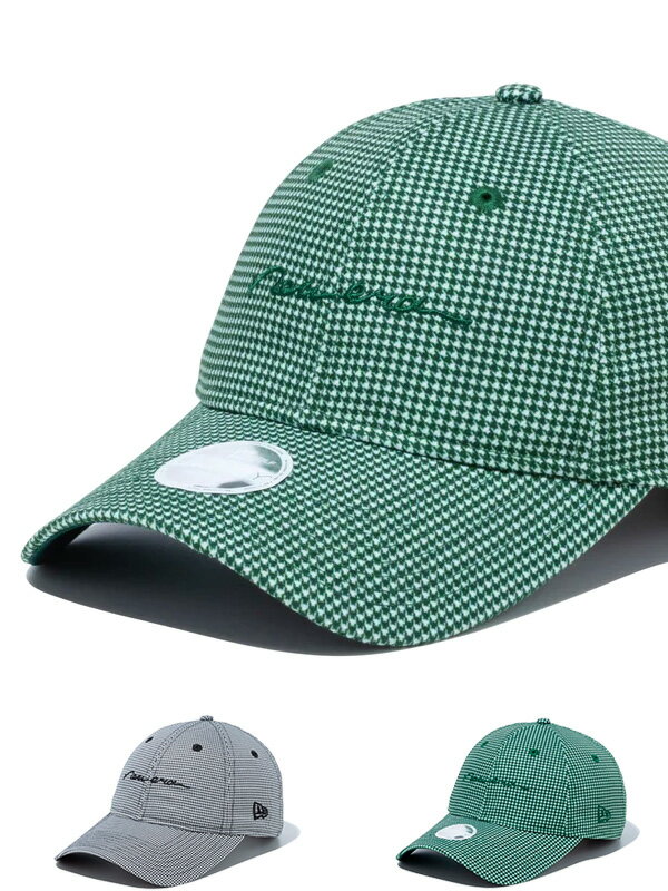 NEW ERA ニューエラ ゴルフ キャップ レディース ロングバイザー ゴルフウェア おしゃれ シンプル 千鳥格子 Houndstooth MICROERA 抗菌効果 WOMEN'S ハウンズトゥース スクリプトロゴ 日よけ テニス ランニング 13517824 13517822