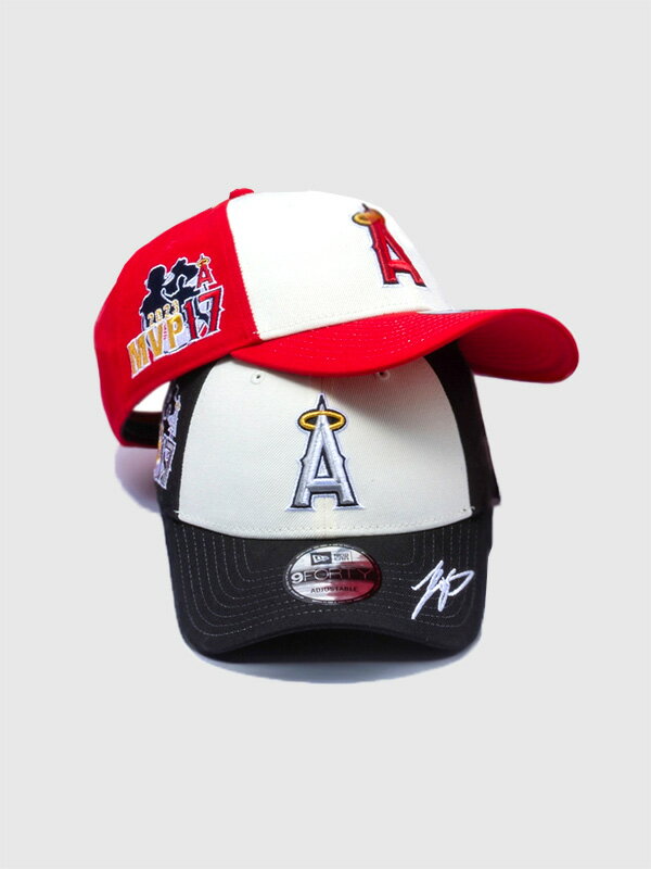 NEW ERA ニューエラ キャップ 大谷 翔平 グッズ MVP ホームラン王 記念 キャップ ロサンゼルス エンゼルス Shohei Ohtani American League MVP Home Runs Leaders 2023 サイン 刺繍 帽子 ベースボールキャップ パネルキャップ 14339785 14339786