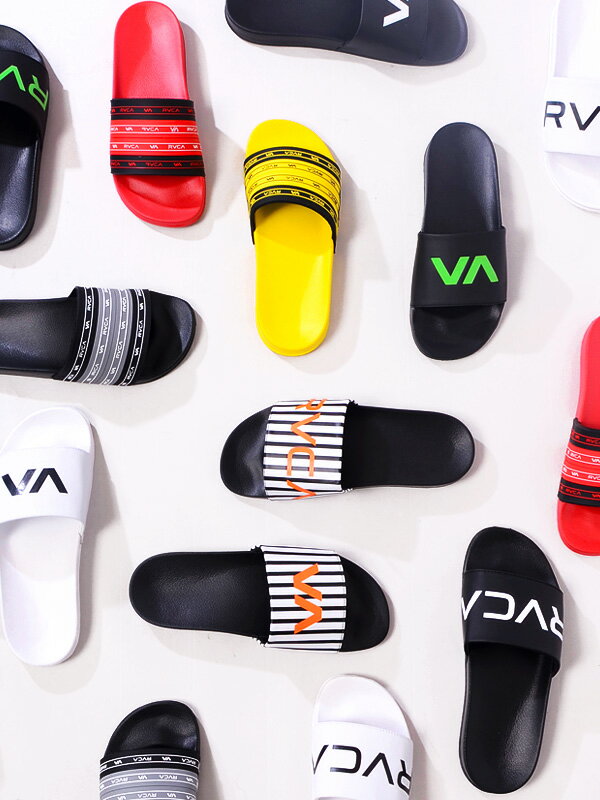 RVCA ルーカ サンダル メンズ レディース ユニセックス ぺたんこ おしゃれ ブランド SLIDE SHOWER SANDAL ロゴ シャワーサンダル スポーツサンダル ビーチサンダル ペア リンクコーデ 海 プール BA041-975-976-977 BA043