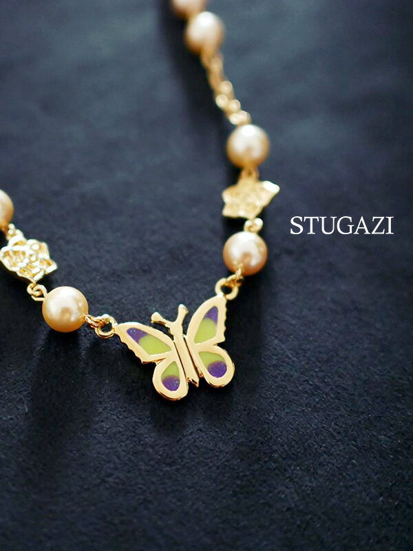 【在庫処分】STUGAZI スガジ メンズ レディース ユニセックス シンプル ゴールド ブランド おしゃれ かわいい Champagne Angel Necklace バタフライ 蝶 チョウ バラ 薔薇 パール G-dragon Kris wu 着用ブランド デザインチェーン 44569