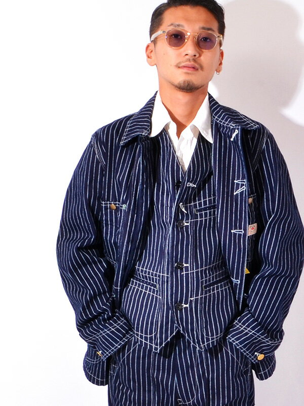 SUGAR CANE シュガーケーン ジャケット メンズ レディース カジュアル ワーク コート WABASH STRIPE WORK COAT ウォバッシュ ストライプ ワークジャケット カバーオール シャツジャケット 首振りボタン ワークウェア SC14372