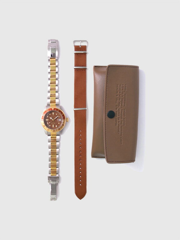 VAGUE WATCH Co ヴァーグ ウォッチ カンパニー 腕時計 ダイバーウォッチタイプ BRWN GMT ステンレスベルト ナイロンベルト イエローゴールド シルバー