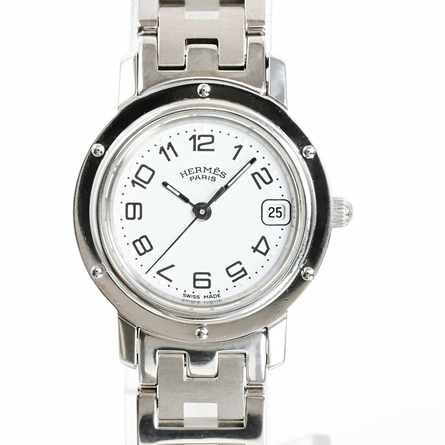 【中古】A品 エルメス クリッパー 腕時計 CL4.210 ホワイト レディース