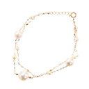 【中古】A品 パール ブレスレット ホワイトパール3.3/8.6mm チェーン長さ(留め具含):約18cm 3.0g(4)