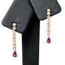 【中古】A品 ルビー ピアス ルビー0.27/0.22ct ダイヤ0.25/0.25ct チャーム:約W3.5xH27mm 1.8g レディース