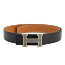 【中古】AB品 エルメス Hベルト ベルト ブラック メンズ