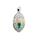 【中古】A品 エメラルド ペンダント エメラルド0.5ct ダイヤ0.25ct/0.47ct チャーム:約W12xH27mm バチカン内径:約W3xH6.5mm