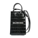 【中古】A品 バレンシアガ ショッピングフォンホルダー ショルダーバッグ 593826 ブラック ユニセックス