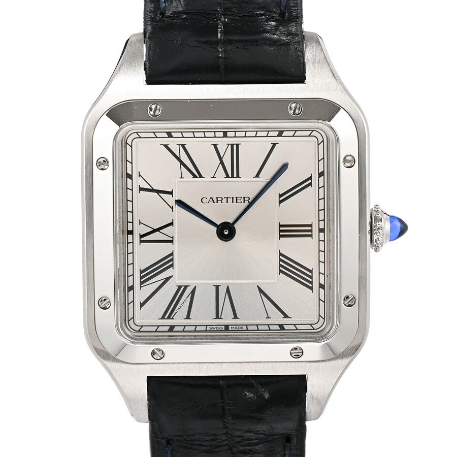 【中古】A品 カルティエ サントスデュモン LM 腕時計 WSSA0022 シルバー メンズ
