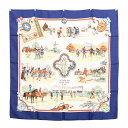 【中古】AB品 エルメス カレ90 スカーフ ブルー ユニセックス