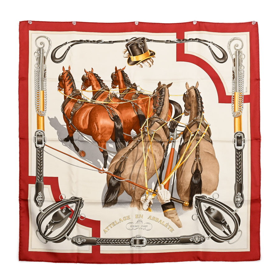 【中古】SA品 エルメス カレ90 スカーフ ボルドー ユニセックスのサムネイル