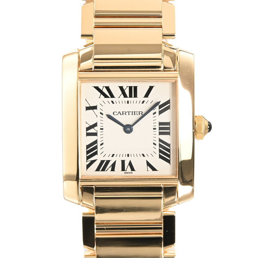 【中古】A品 カルティエ タンクフランセーズMM 腕時計 W50003N2 ホワイト ボーイズ