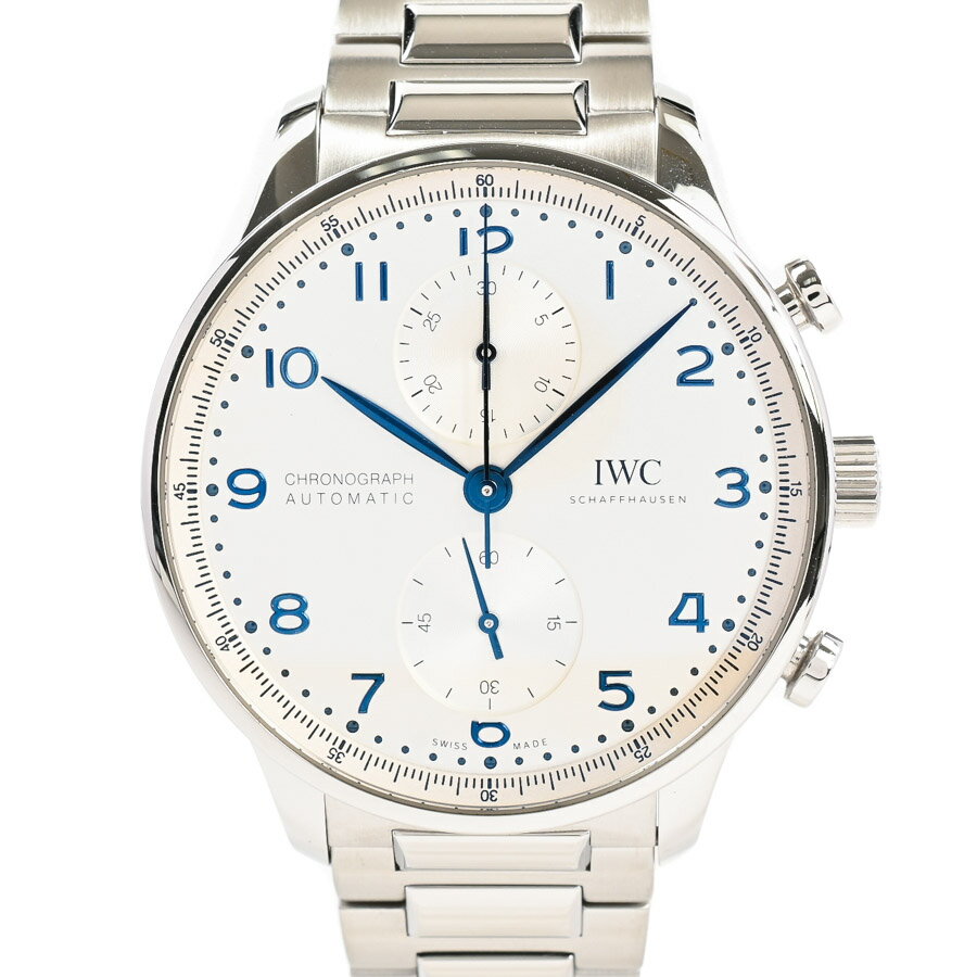 【中古】A品 アイダブリュシー ポルトギーゼ クロノグラフ 腕時計 IW371617 シルバー メンズ