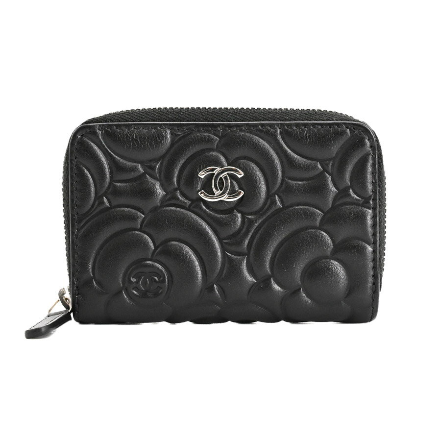 【中古】A品 シャネル ジップコインパース コインケース A82551 ブラック レディース