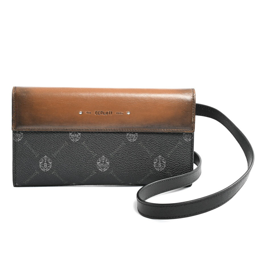 【中古】AB品 ベルルッティ ウォーカー ボディバッグ ブラック/ブラウン メンズ