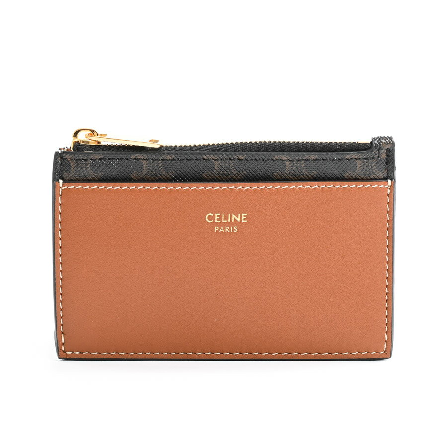 【中古】SA品 セリーヌ ジップカードホルダー カードケース 10F992 タン レディース