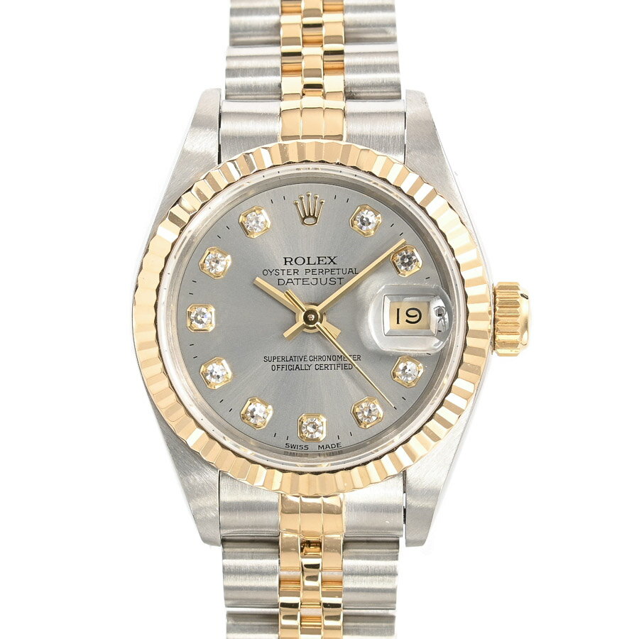【中古】A品 ロレックス デイトジャスト 腕時計 69173G S番 グレー レディース