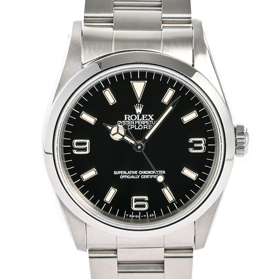 【中古】A品 ロレックス エクスプローラー1 腕時計 14270 S番 ブラック メンズ