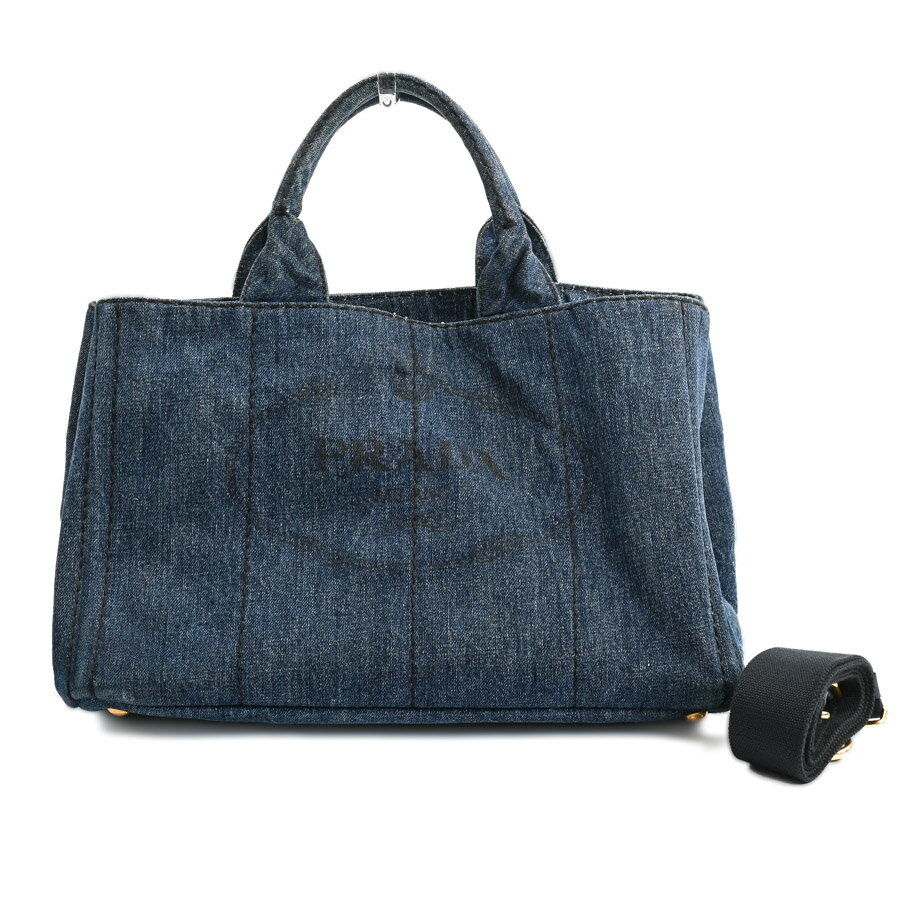 【中古】B品 プラダ カナパトート トートバッグ B2642B ブルー レディース