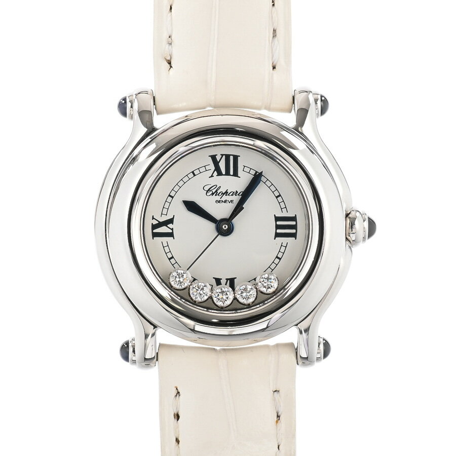 【中古】A品 ショパール ハッピースポーツ 腕時計 27/8245-23 ホワイト レディース