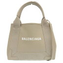 (4464) バレンシアガ BALENCIAGA ネイビーカバス ポーチ付 2way ショルダーバッグ ハンドバッグ レザー キャンバス グレージュ レディース...