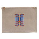(4644) エルメス HERMES Hティサージュ 刺繍 ポーチ コットン ベージュ レディース 【中古】|詳細画像