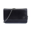 (8610) 【シャネル】 シャネル CHANEL カメリア チェーンウォレット 長財布 レザー ブラック レディース 12番台 ［財布］ 【中古】