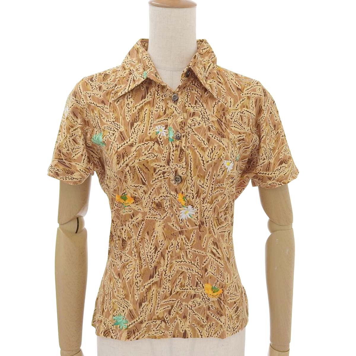 (8802) 【エルメス】　エルメス HERMES ポロシャツ トップス コットン ブラウン系 L レディース　［服..