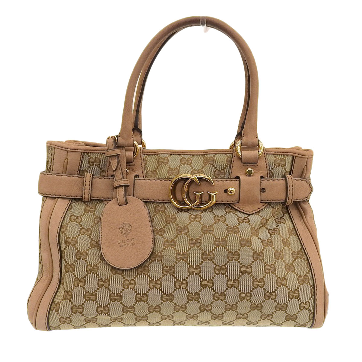 (4038) グッチ GUCCI GGキャンバス トートバッグ レザー×キャンバス ブラウン系 レディース 【中古】