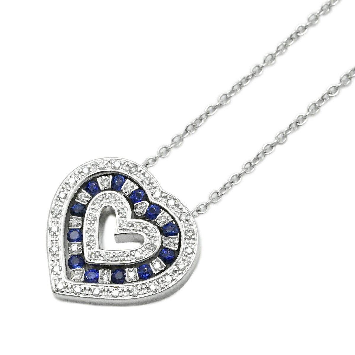Rakuten - (2012) ダミアーニ DAMIANI 750WG ホワイトゴールド ベルエポック サファイア ダイヤ ハート ネックレス レディース 【中古】