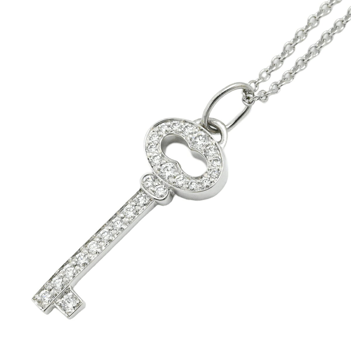 乐天商城 - (2017) ティファニー TIFFANY & Co. Pt950 プラチナ ダイヤ ヴィンテージ ミニ オーバルキー ネックレス レディース 【中古】