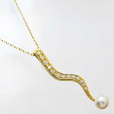 (3331) ミキモト MIKIMOTO K18パール ダイア 6.37mm ネックレス YG イエローゴールド　アクセサリー 【中古】