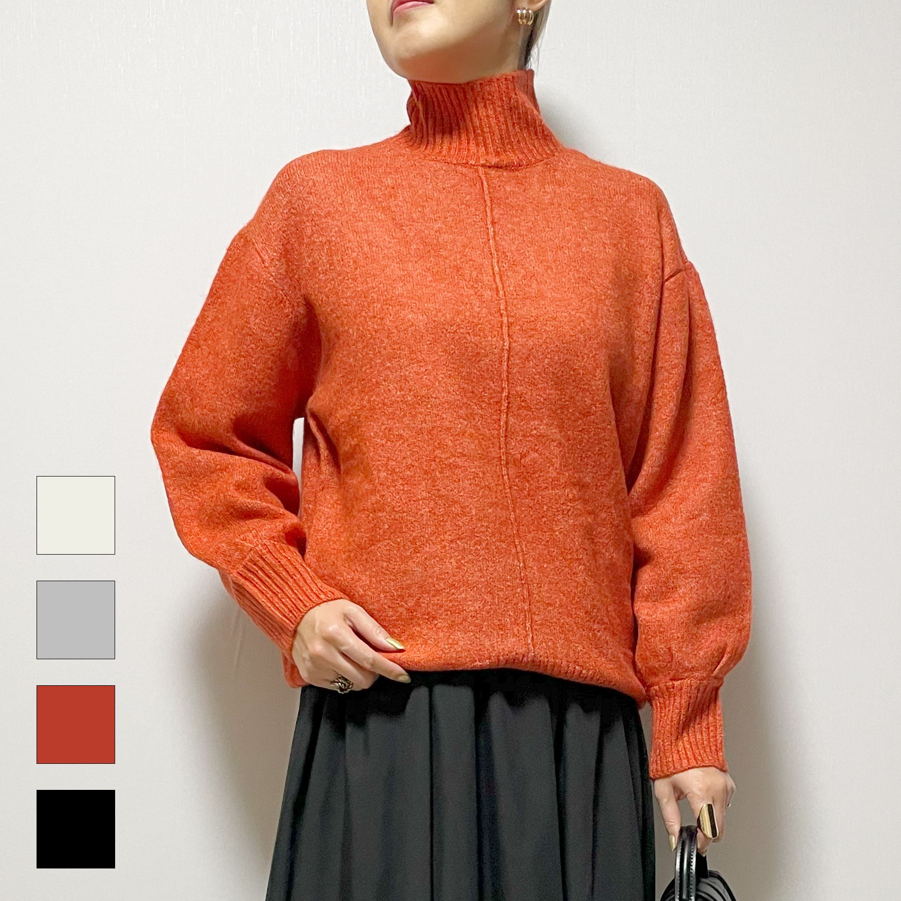 ＼SALE55%OFF／ニット レディース ウールミックス センターシーム ハイネック プルオーバー オーバーサ..