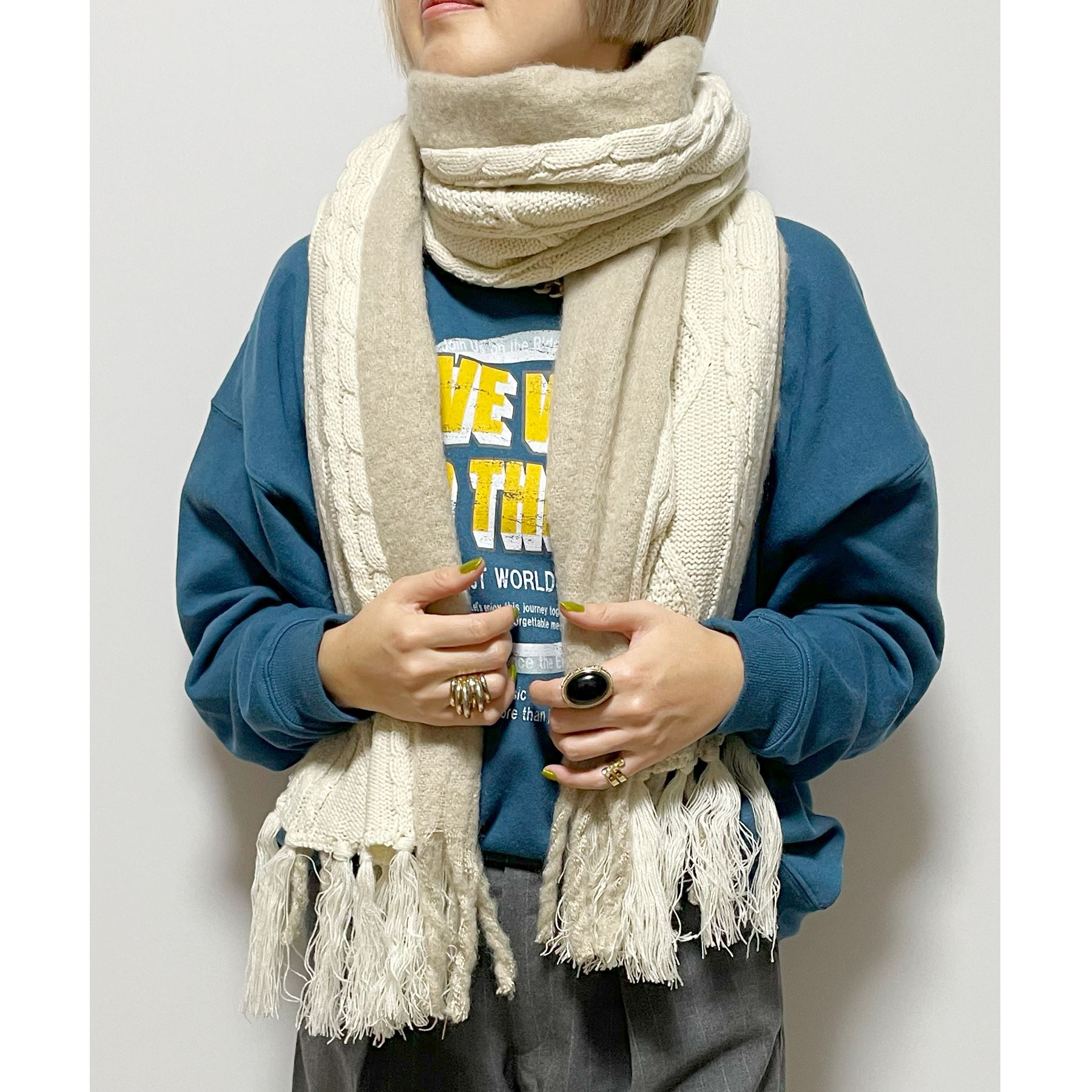 楽天市場】ケーブル編み ニット（マフラー・スカーフ｜バッグ・小物