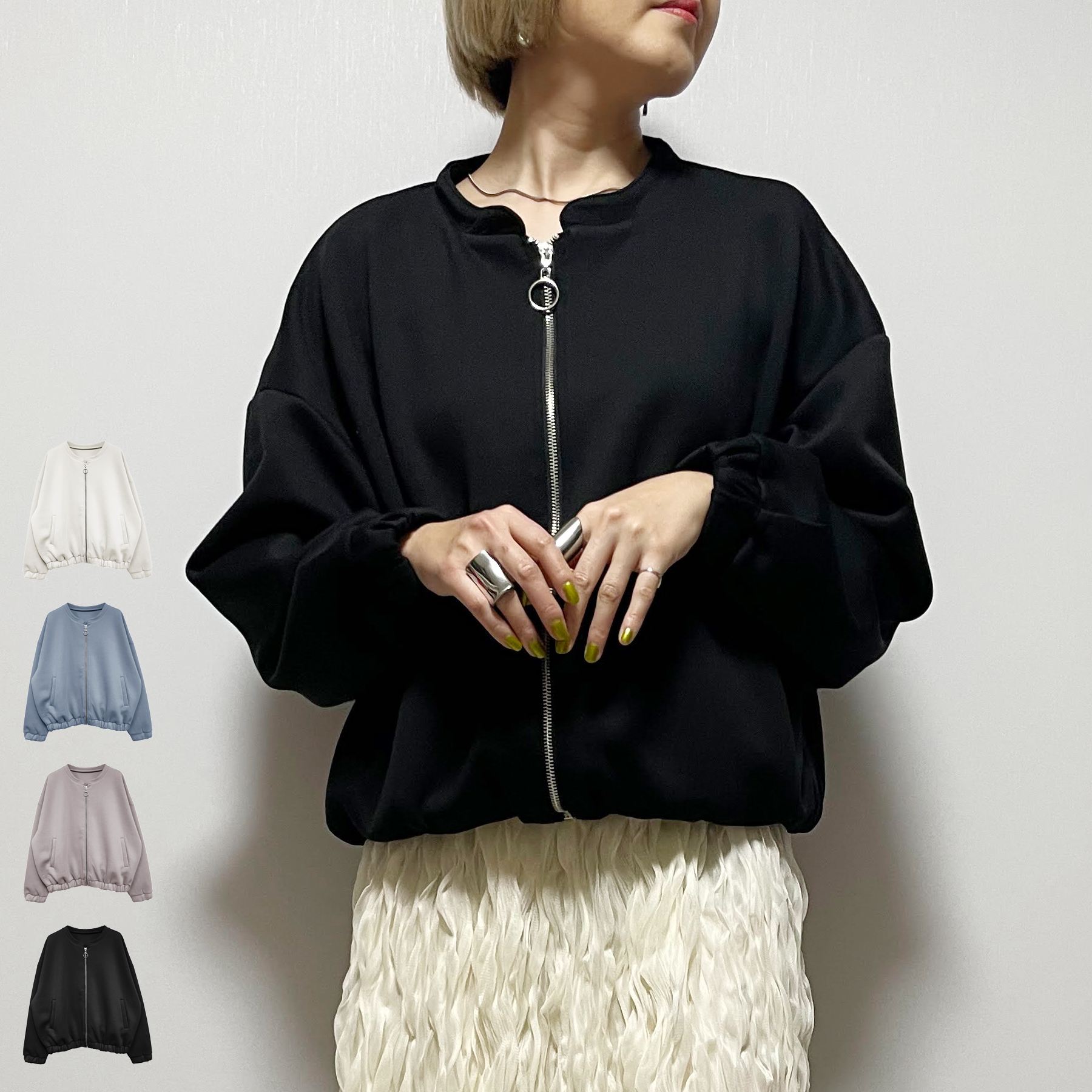 ＼SALE54%OFF／ブルゾン レディース 春 秋 ダンボール ギャザー 大人 体型カバー ゆったり 20代 30代 40代 50代のサムネイル