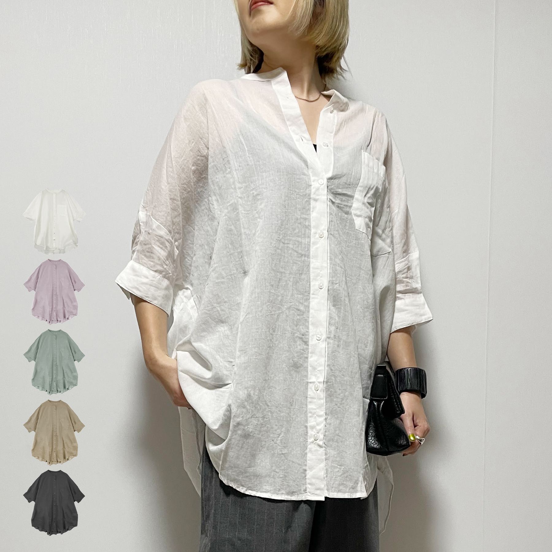 乐天商城 - ブラウス レディース 半袖 春 夏 切替え バックギャザー 大人 体型カバー ゆったり 20代 30代 40代 50代