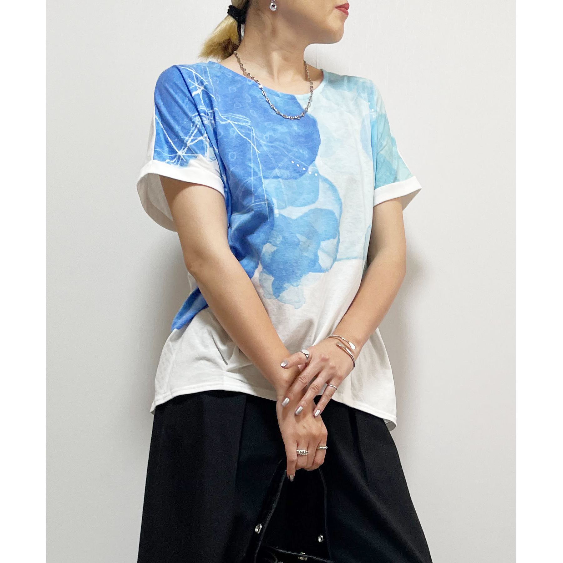 楽天市場】水彩（カラーブルー）（Tシャツ・カットソー｜トップス 