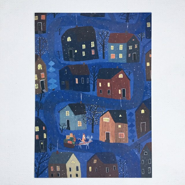 フィンランド　Kehvola Design　ケフボラデザイン　Matti pikkujamsa マッティ・ピックヤムサ　北欧　ポストカード　Aatto　クリスマスイブ